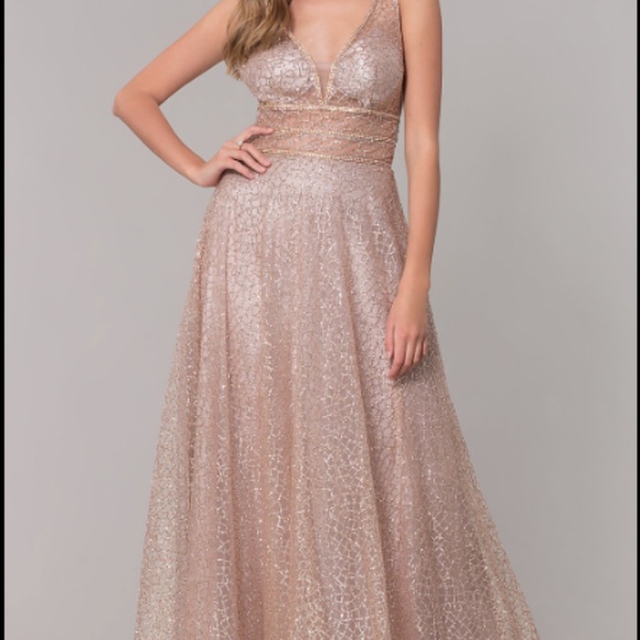 gold shimmer prom dress